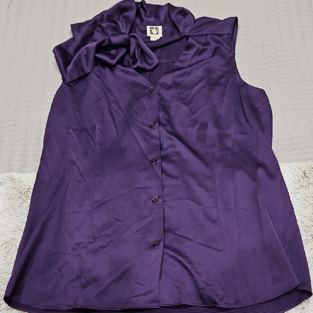 Anne Klein Purple Sleeveless Blouse